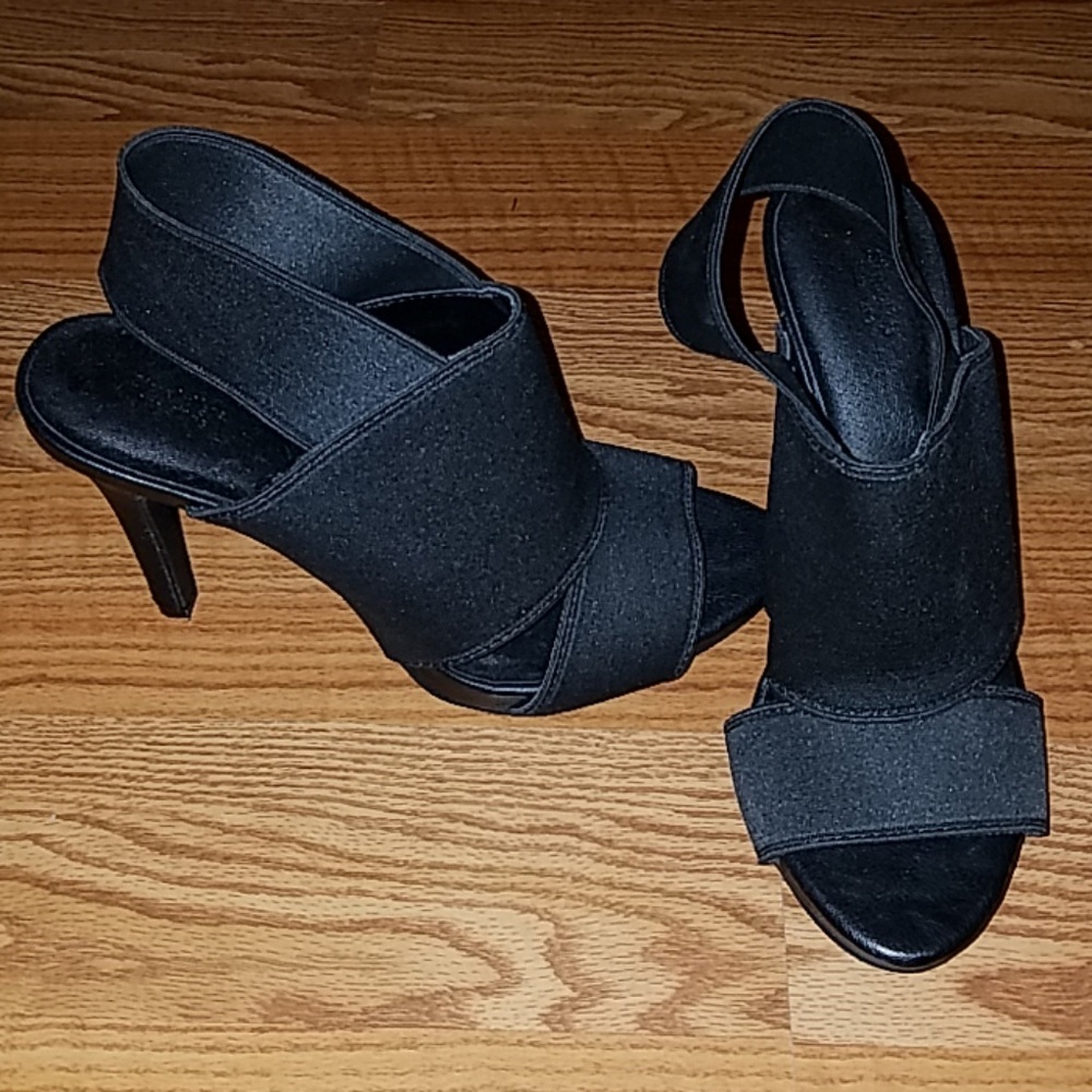 Black Wide-strap Heels